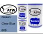 Preview: Nissan, Clear Blue, 688: 500ml Lackdose + 500ml Klarlack + 250ml Härter - Set, von ATW Autoteile West.